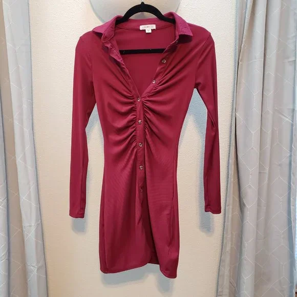 Ultra Flirt Maroon Bodycon Dress - Picture 2 of 9